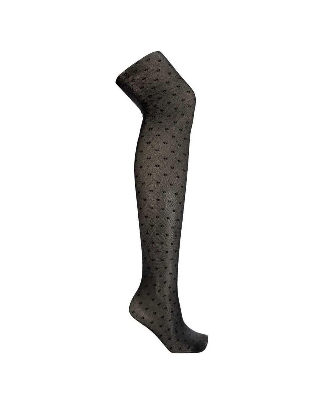 Tom Ford Black Monogram-Patterned Diamond-Knit Tights