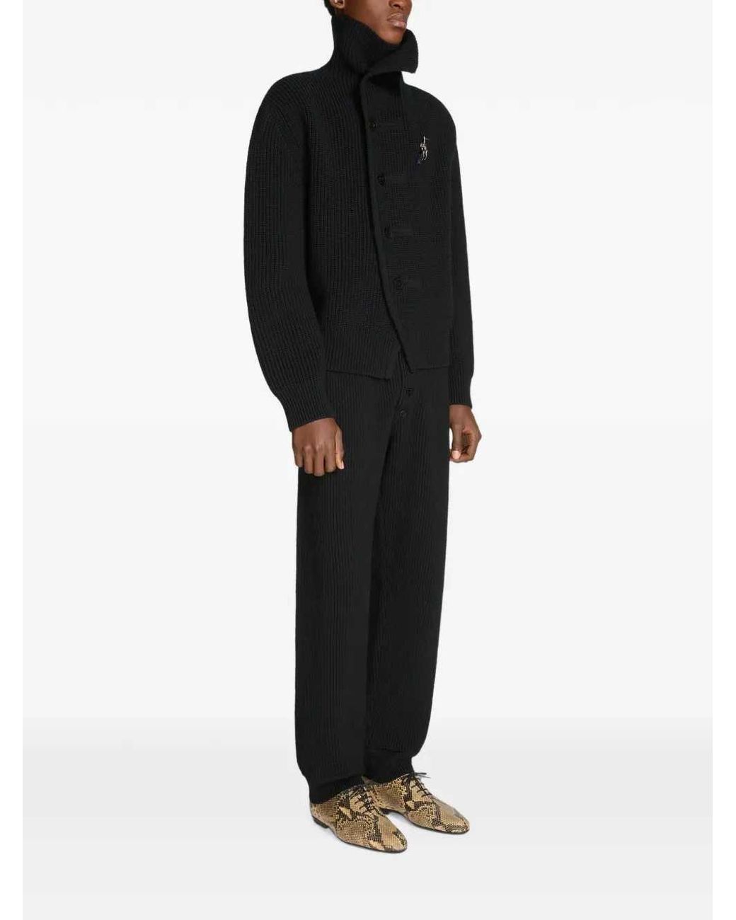 Dries Van Noten Black Chunky Wool Cardigan for men