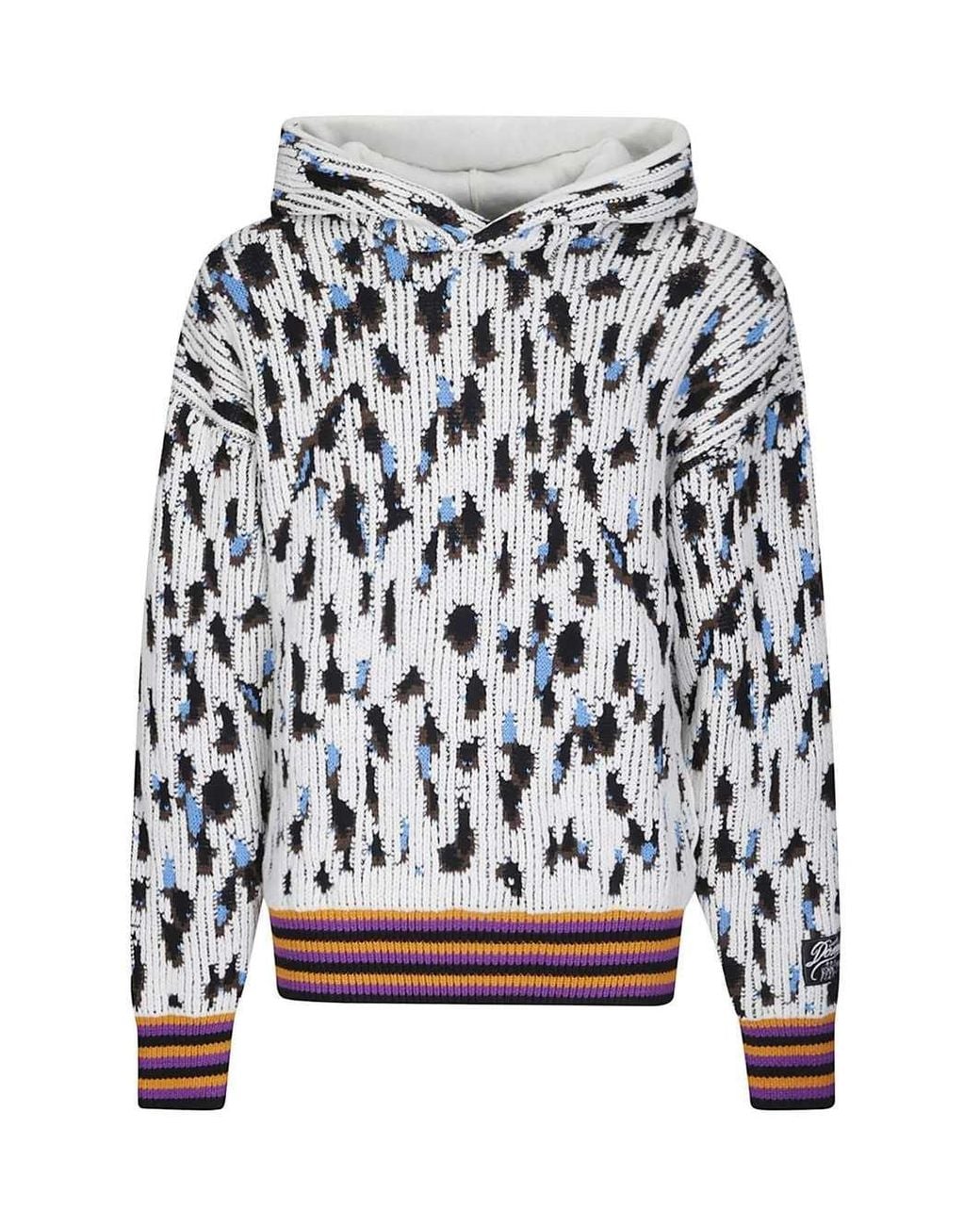 PDF Multicolor Patterned Knit Hoodie for men