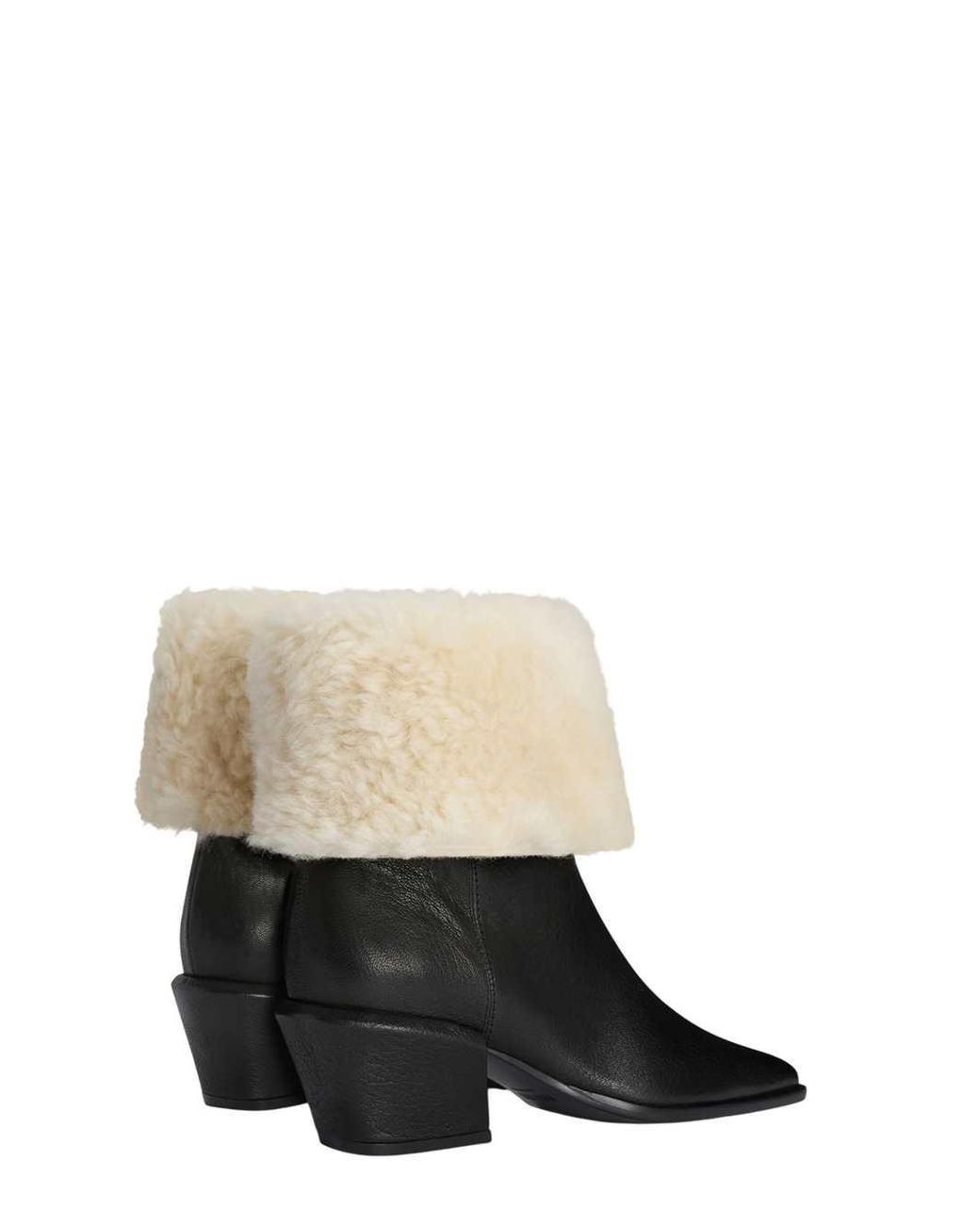 Paris Texas Black Bettina Shearling-Trimmed Ankle Boots