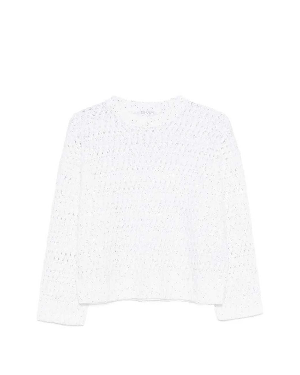 Brunello Cucinelli White Crewneck Sweater