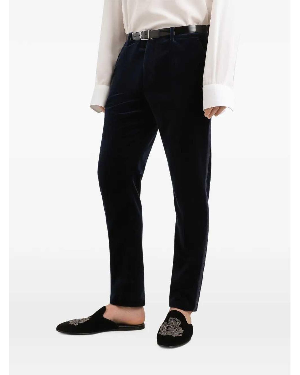 Dolce & Gabbana Blue Dolce & Gabbana Velvet Trousers for men