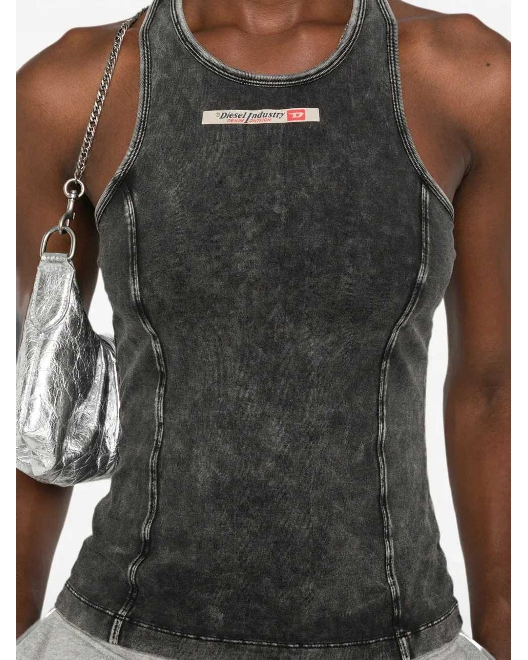 DIESEL Black Irene Top With Appliqué