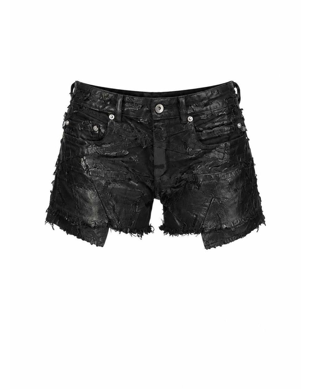 Rick Owens Black Denim Shorts
