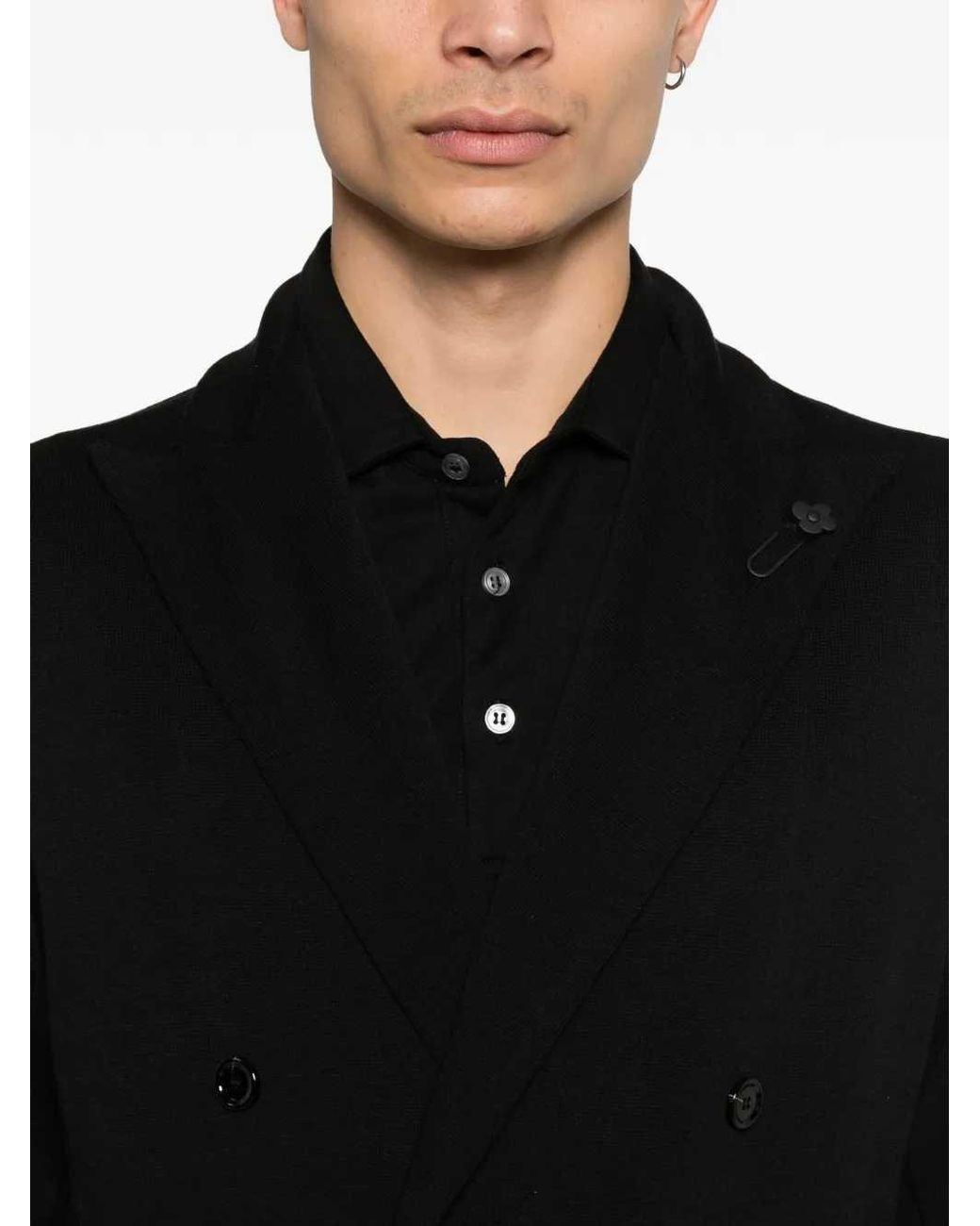 Lardini Black Double-Breasted Jacket for men