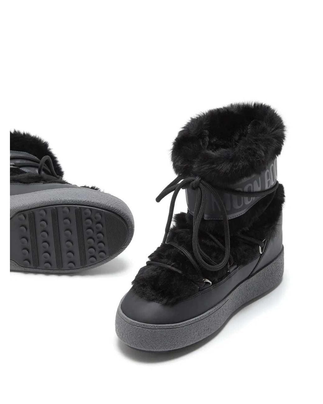 Moon Boot Black Ltrack Low Faux-Fur Boots