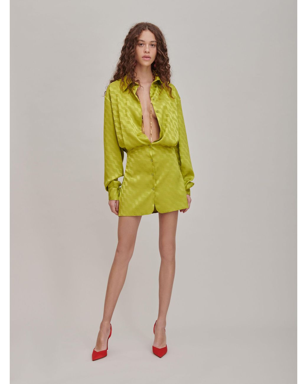 ワンピース THE ATTICO Mini chemisier dress the-attico-APPLE-GREEN-gigi-