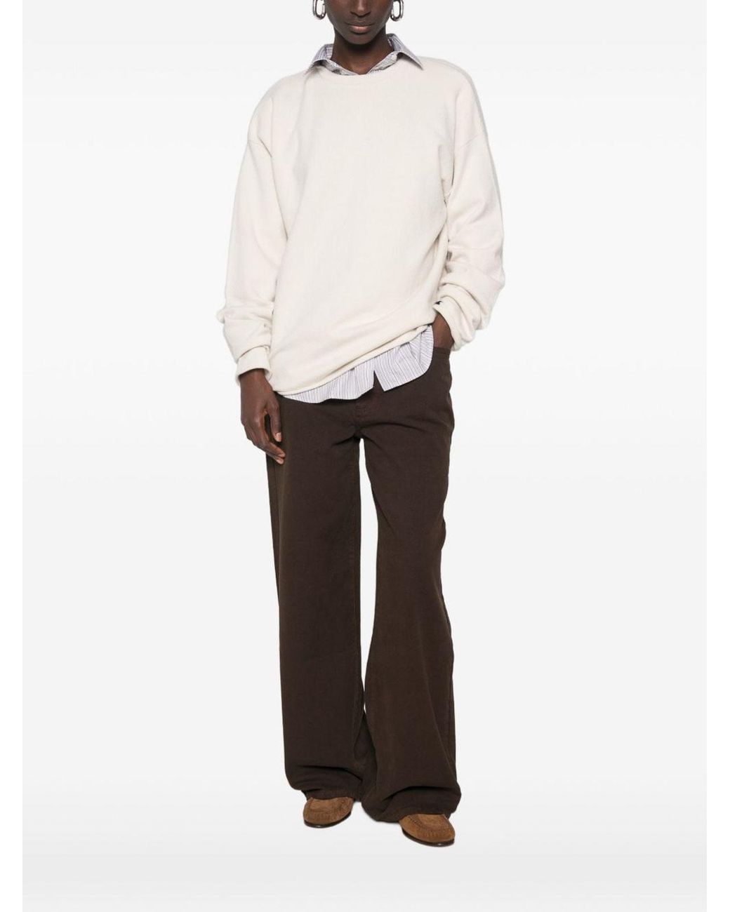 Extreme Cashmere White Cashmere Crewneck Sweater