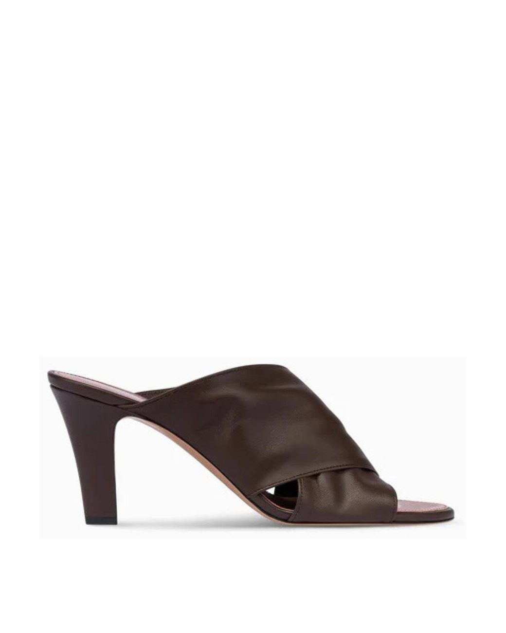 Paris Texas Brown Crossstrap Leather Mules Mid Heel