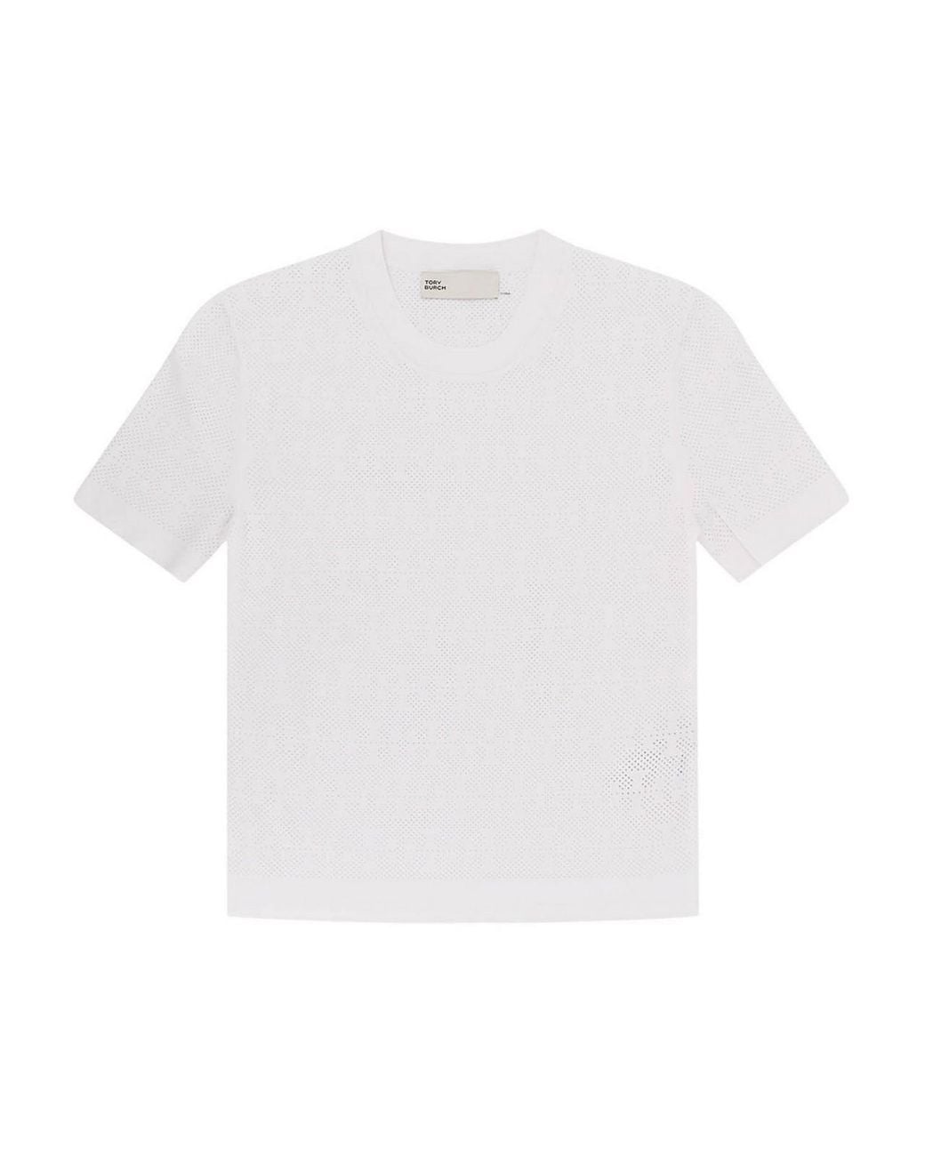 Tory Burch White T Monogram Jacquard Viscose Blend T-Shirt