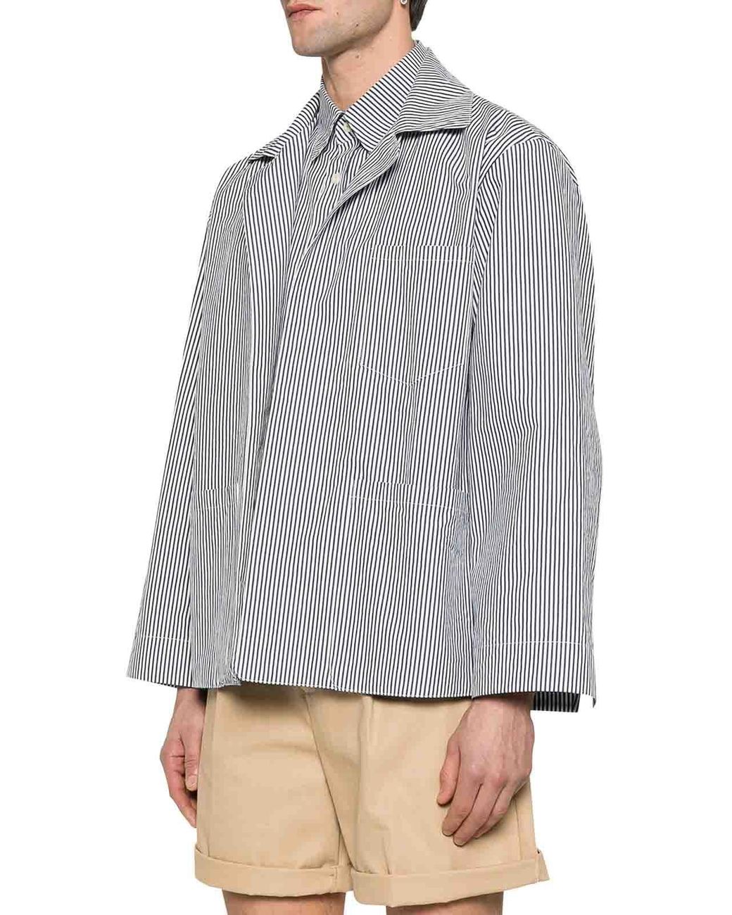 Maison Margiela Gray Striped Multilayer Jacket for men