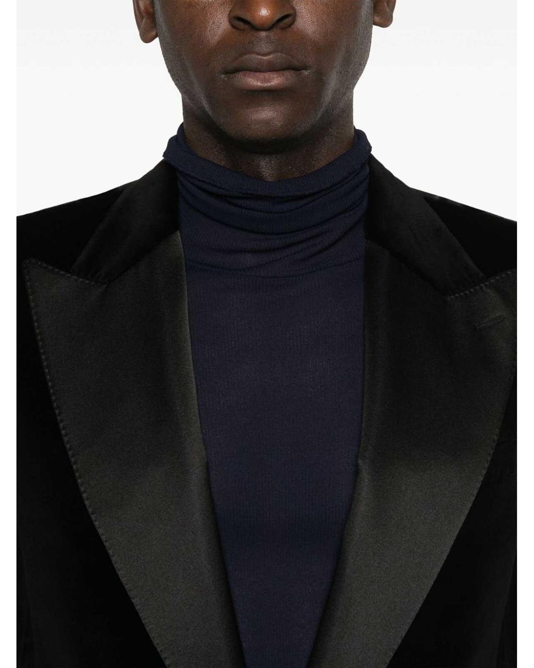 Dolce & Gabbana Black Velvet Peak Lapel Blazer for men