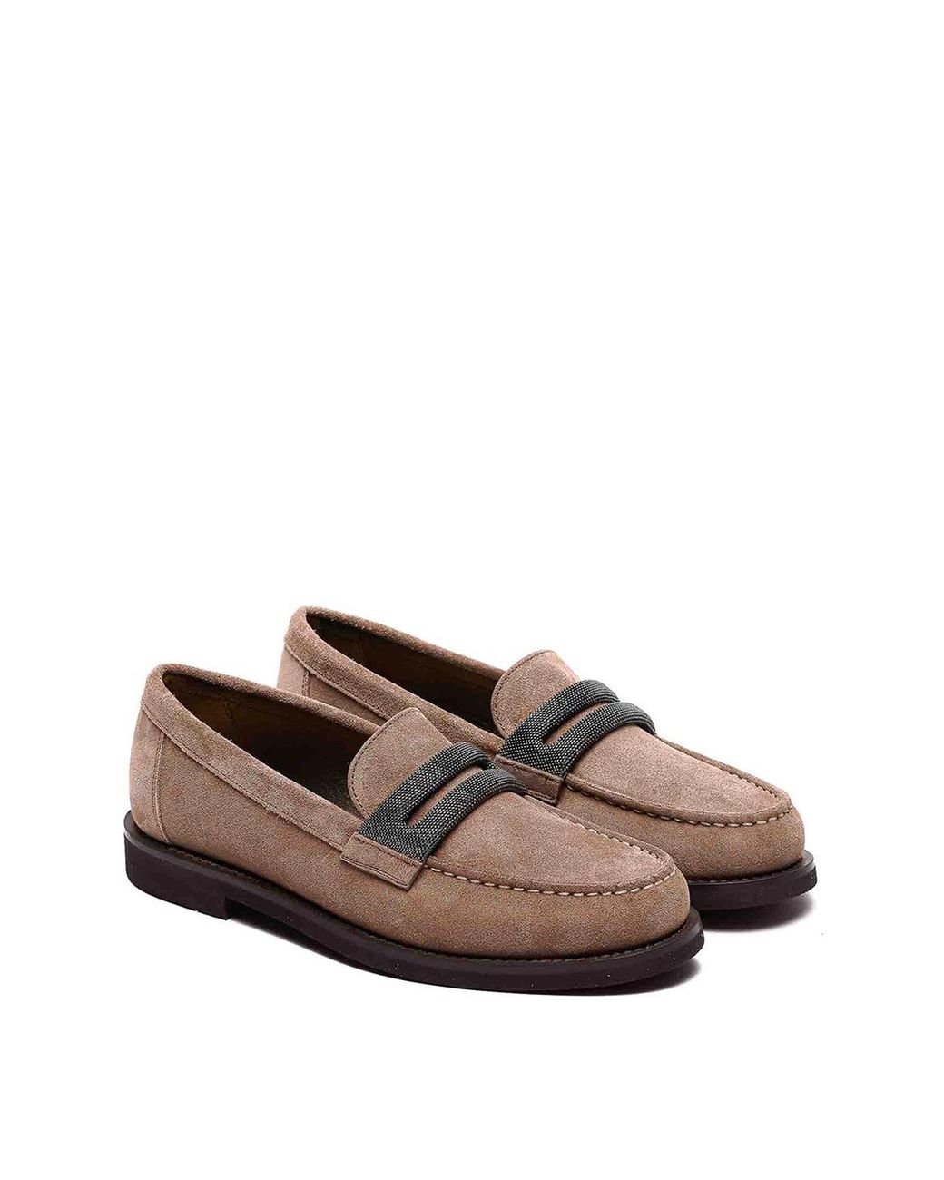 Brunello Cucinelli Brown Suede Loafers