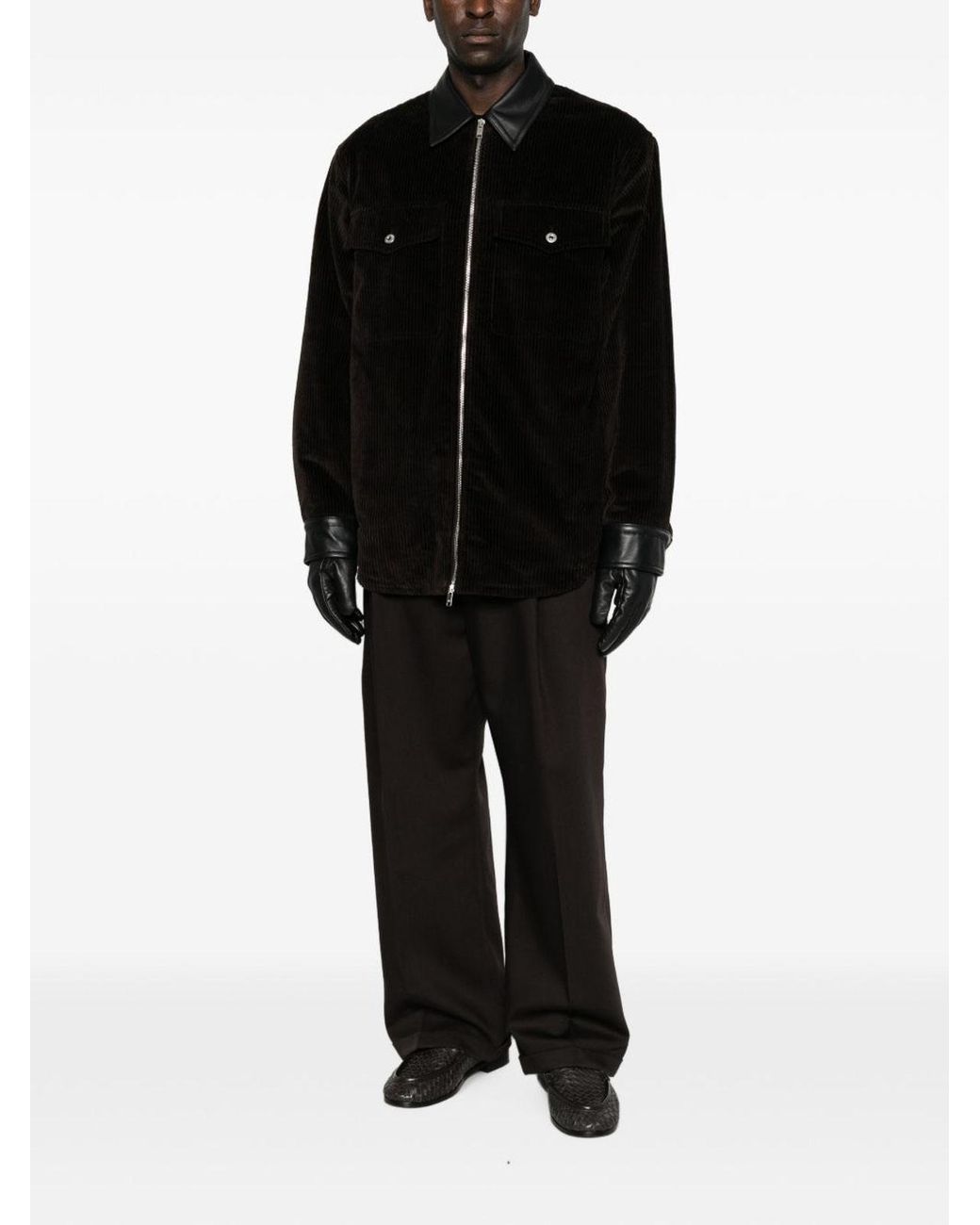 Bottega Veneta Black Cotton Corduroy Shirt Jacket for men
