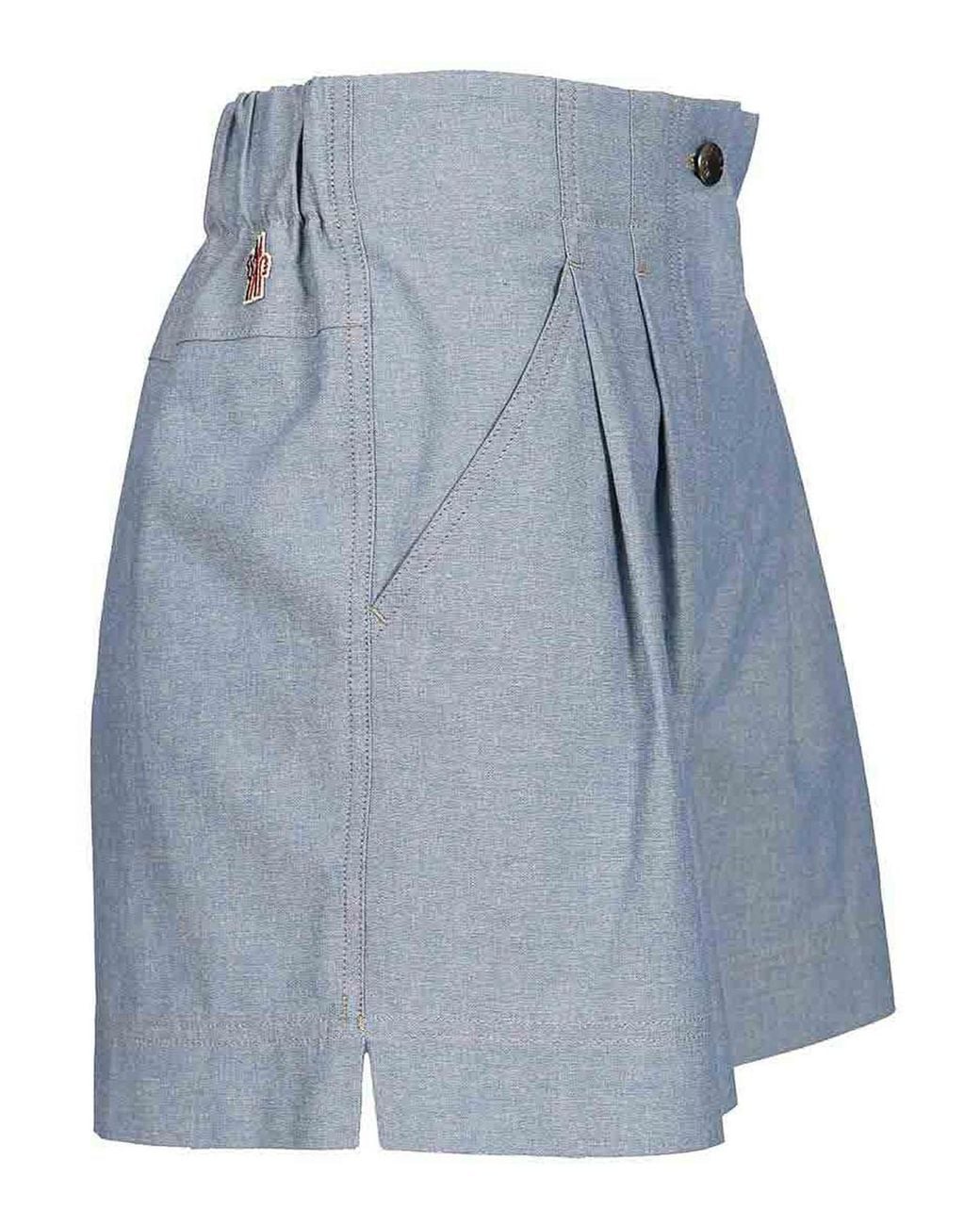 Moncler Blue Chambray Cotton Shorts