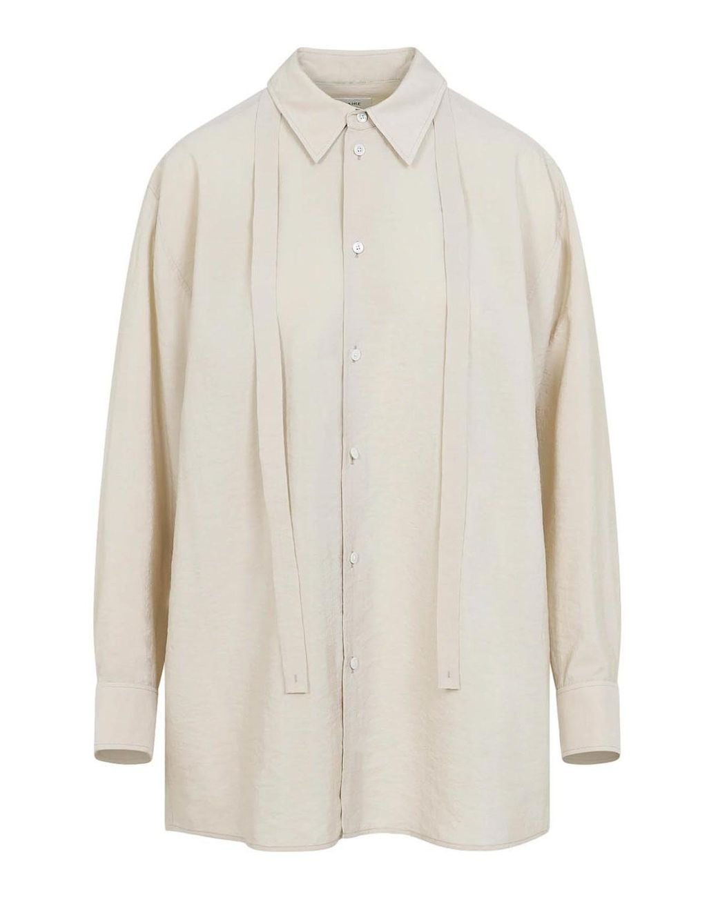 Lemaire White Long Shirt With Tie