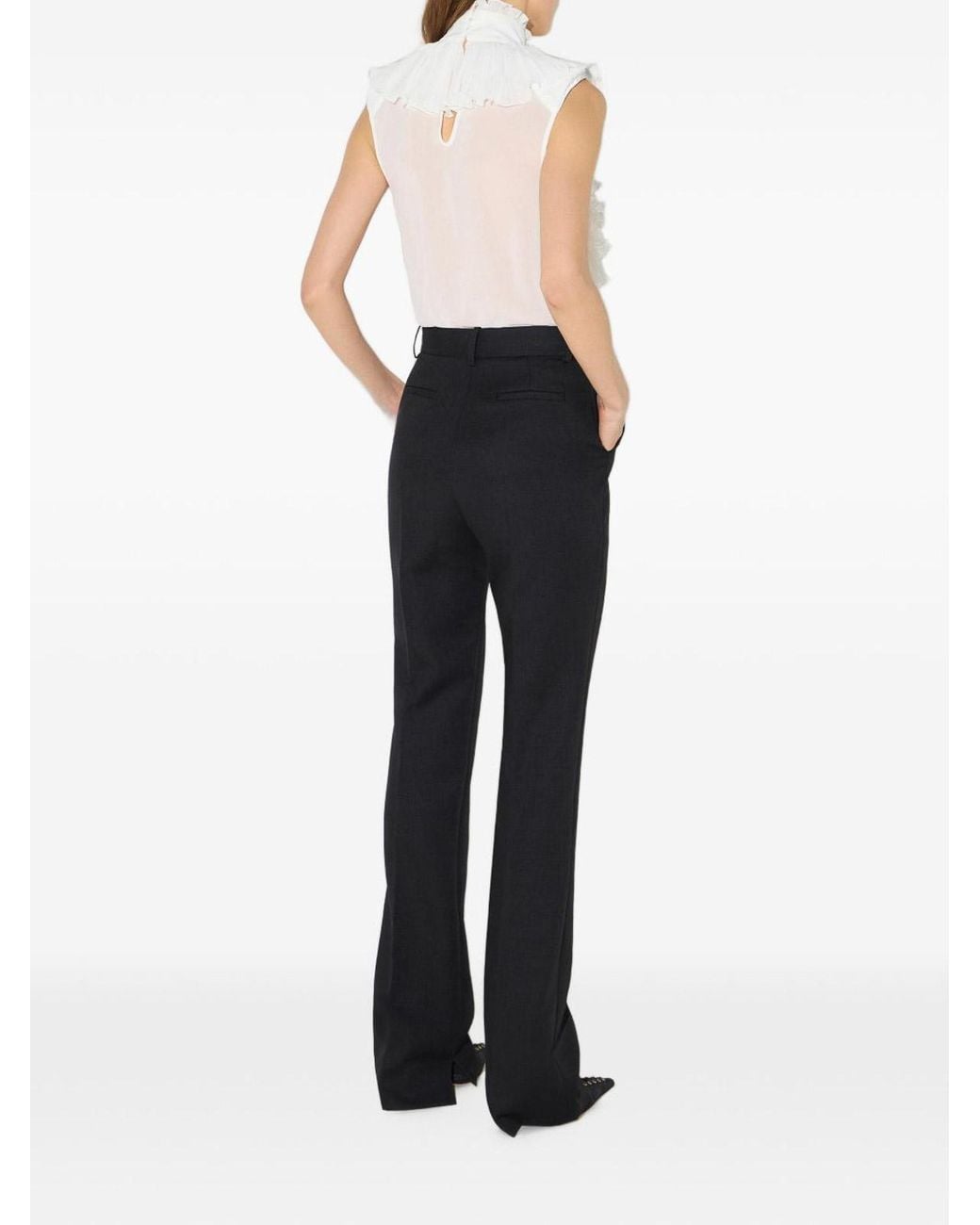 Elisabetta Franchi Black High-Waisted Slim Wool Trousers
