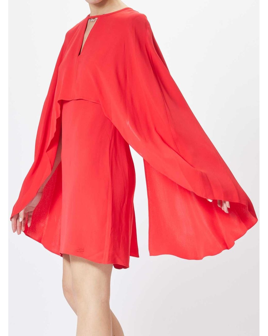 Karl Lagerfeld Red Short Party Cape Dress