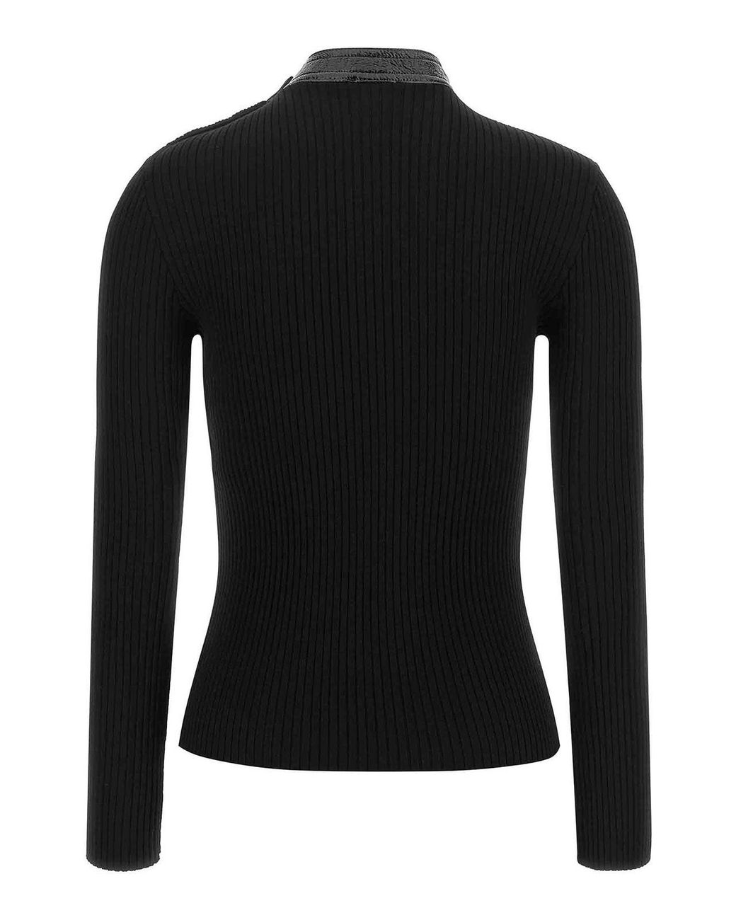 Courreges Black Vinyl Collar Sweater
