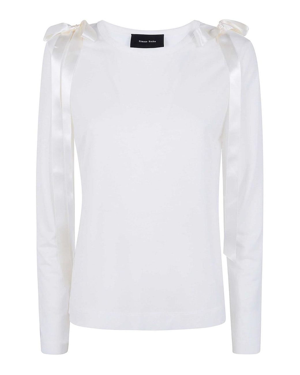 Simone Rocha White Bow Ribbon Tail Long Sleeve T-Shirt