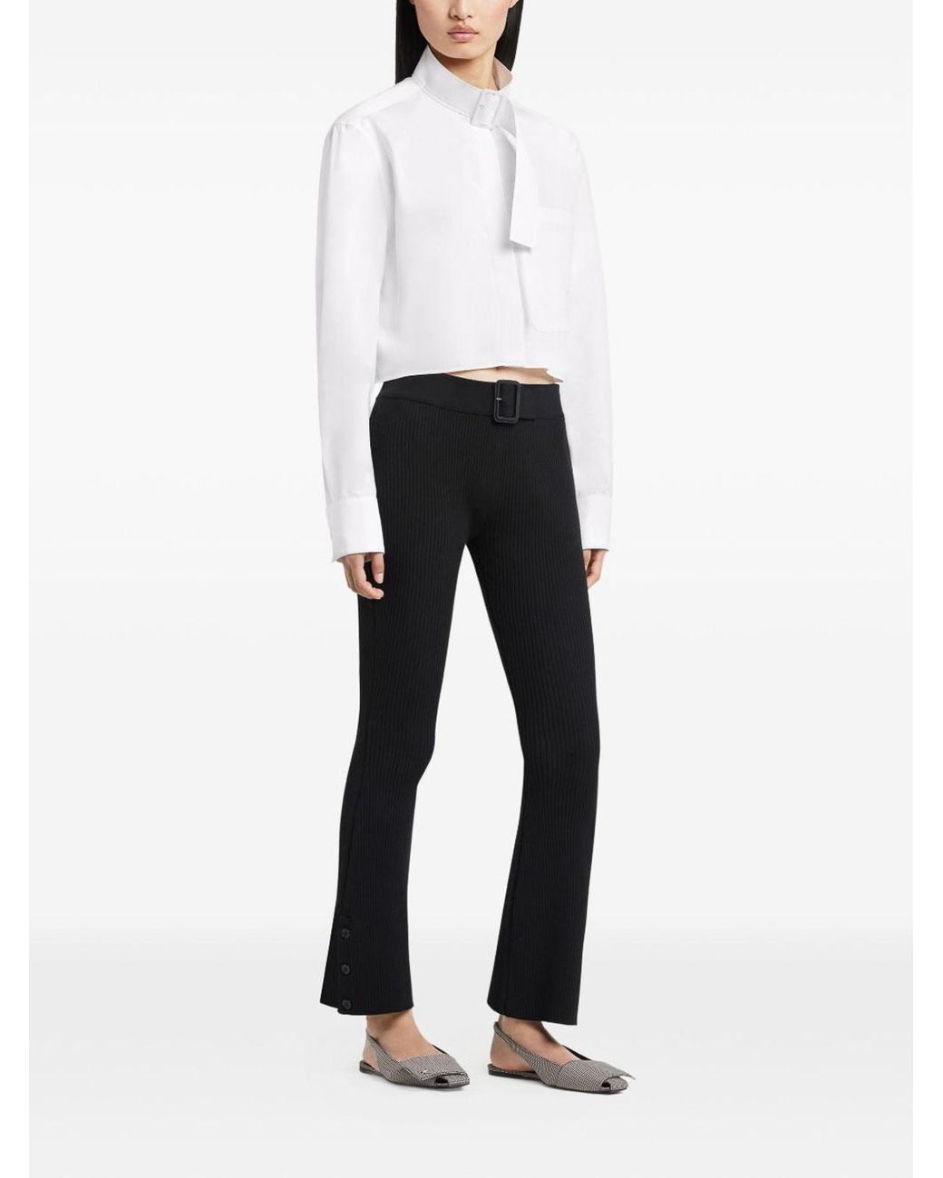 Courreges Black Ribbed Knitted Trousers
