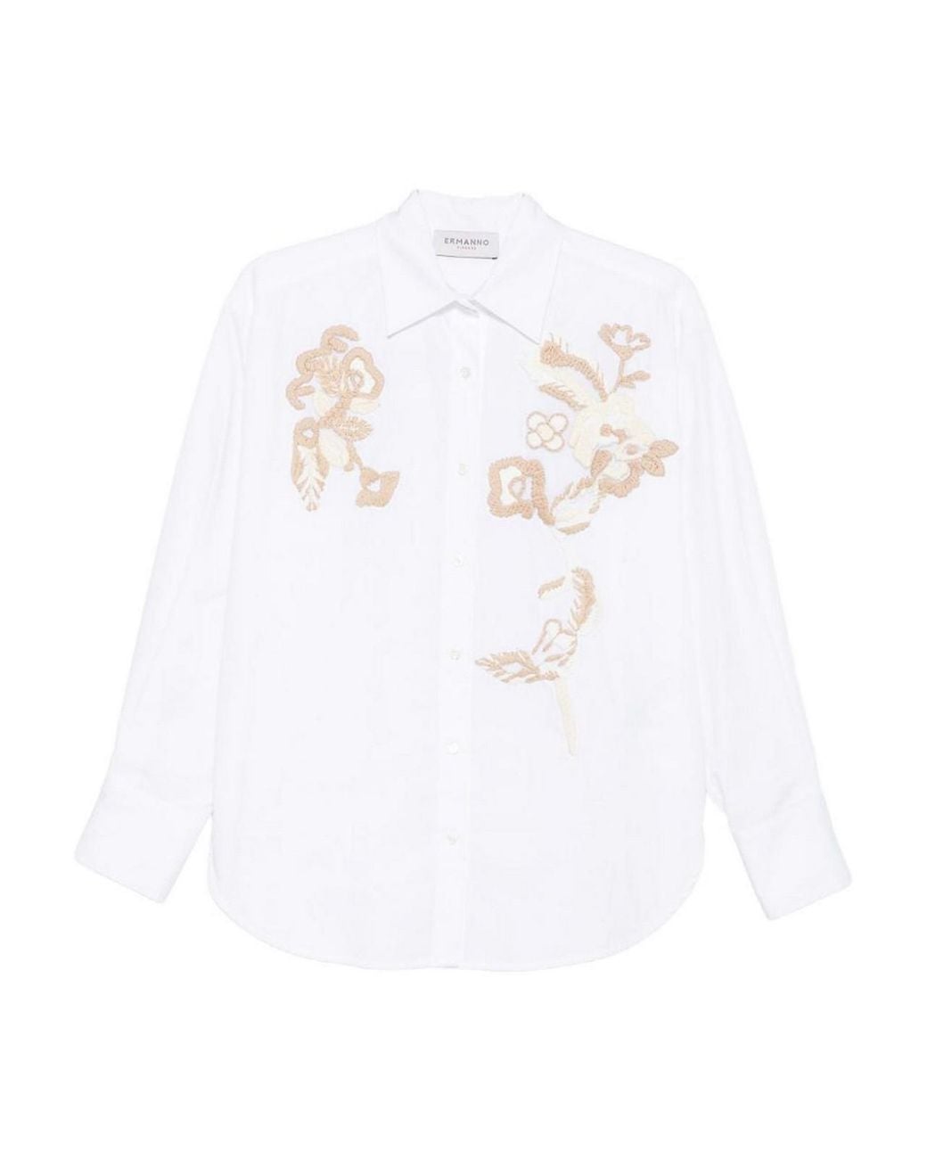 ERMANNO FIRENZE White Embroidered Cotton Shirt