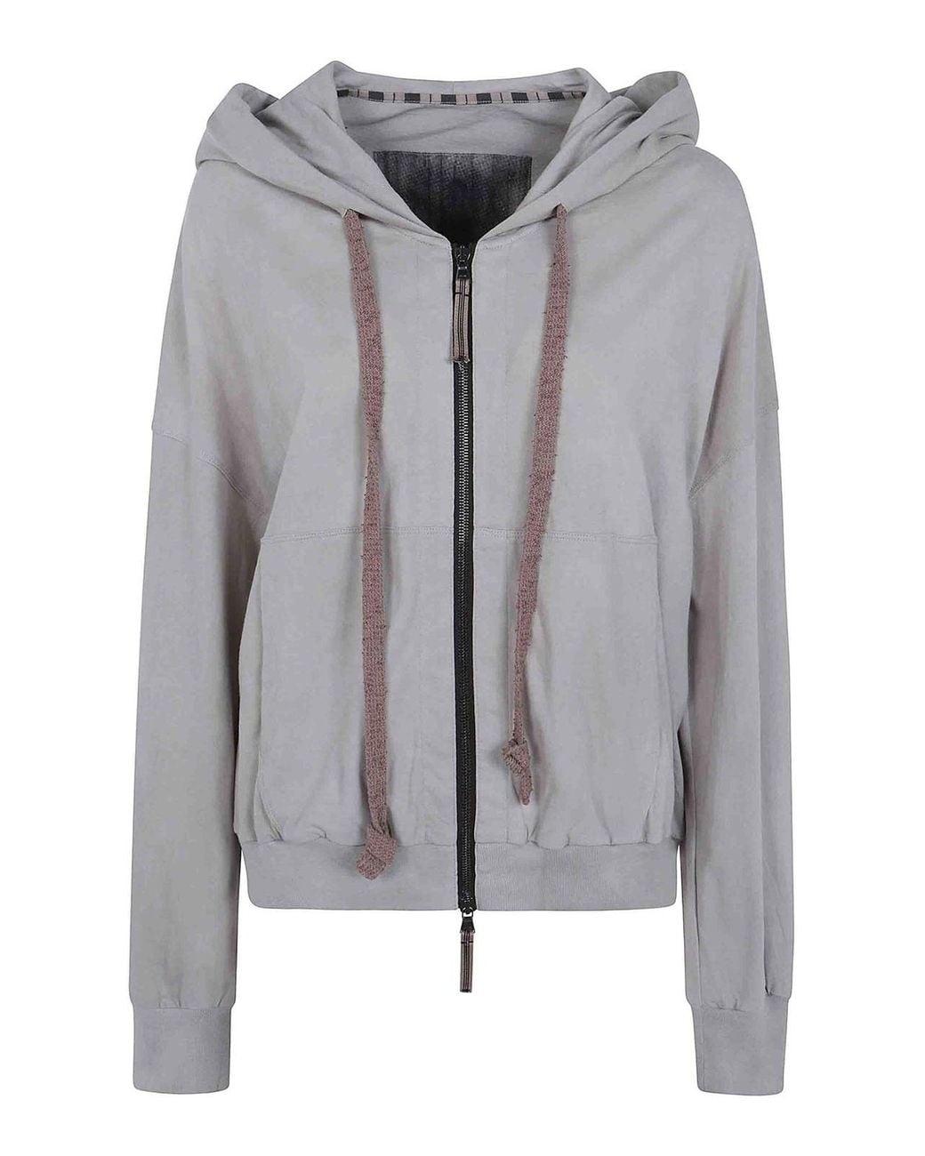 Ziggy Chen Gray Cropped Full Zip Hoodie