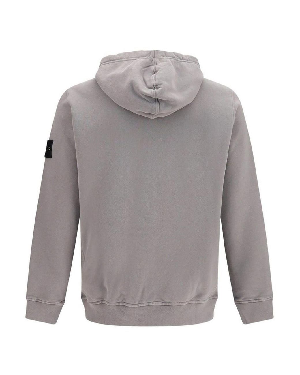Stone Island Gray Cotton Hooded Zip Sweatshirt for men