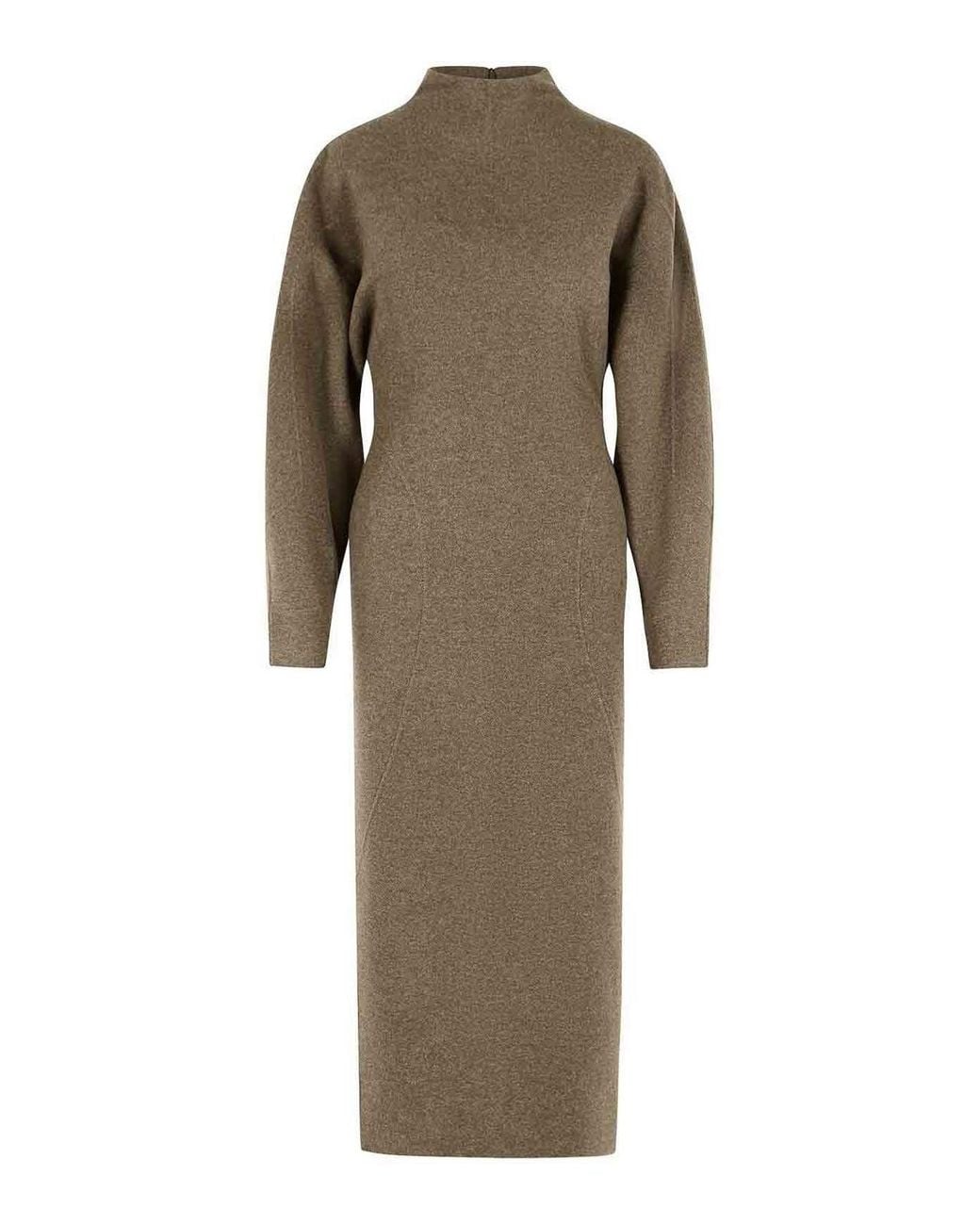 Max Mara Natural Tenuta Wool And Mud Jersey Dress