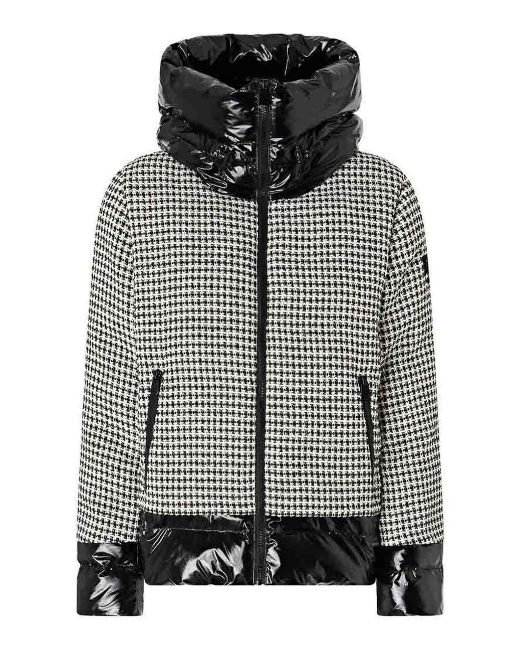 Pinko Black Tweed Down Jacket With Detachable Sleeves