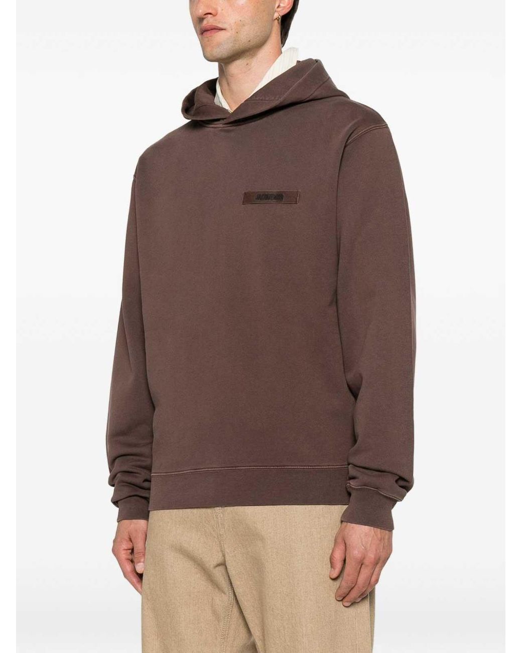 Jacquemus Brown Gros Grain Hooded Sweatshirt for men