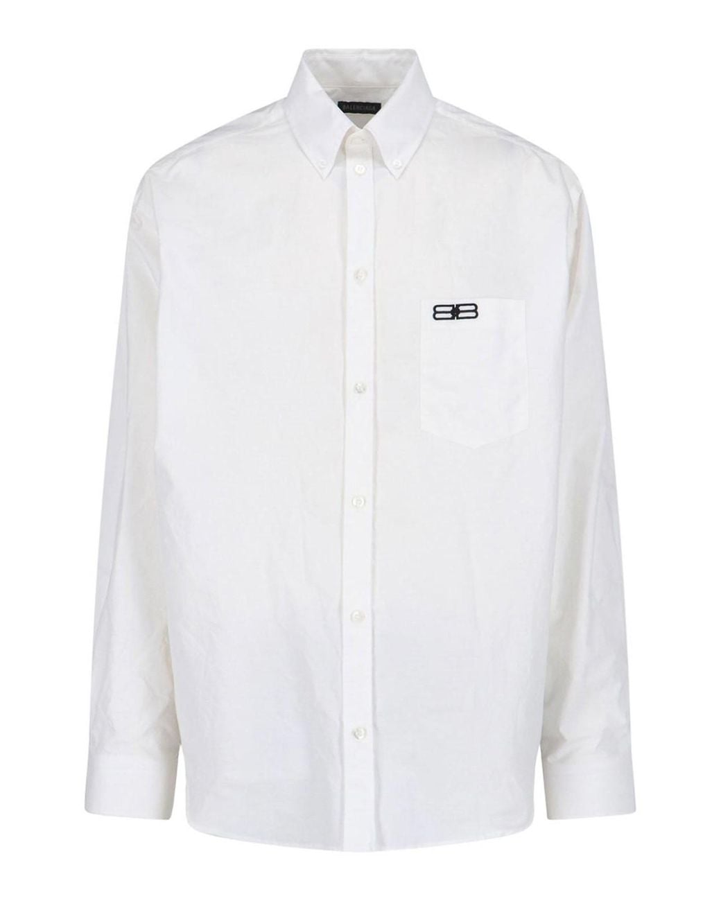 Balenciaga White Oversized Logo Shirt for men