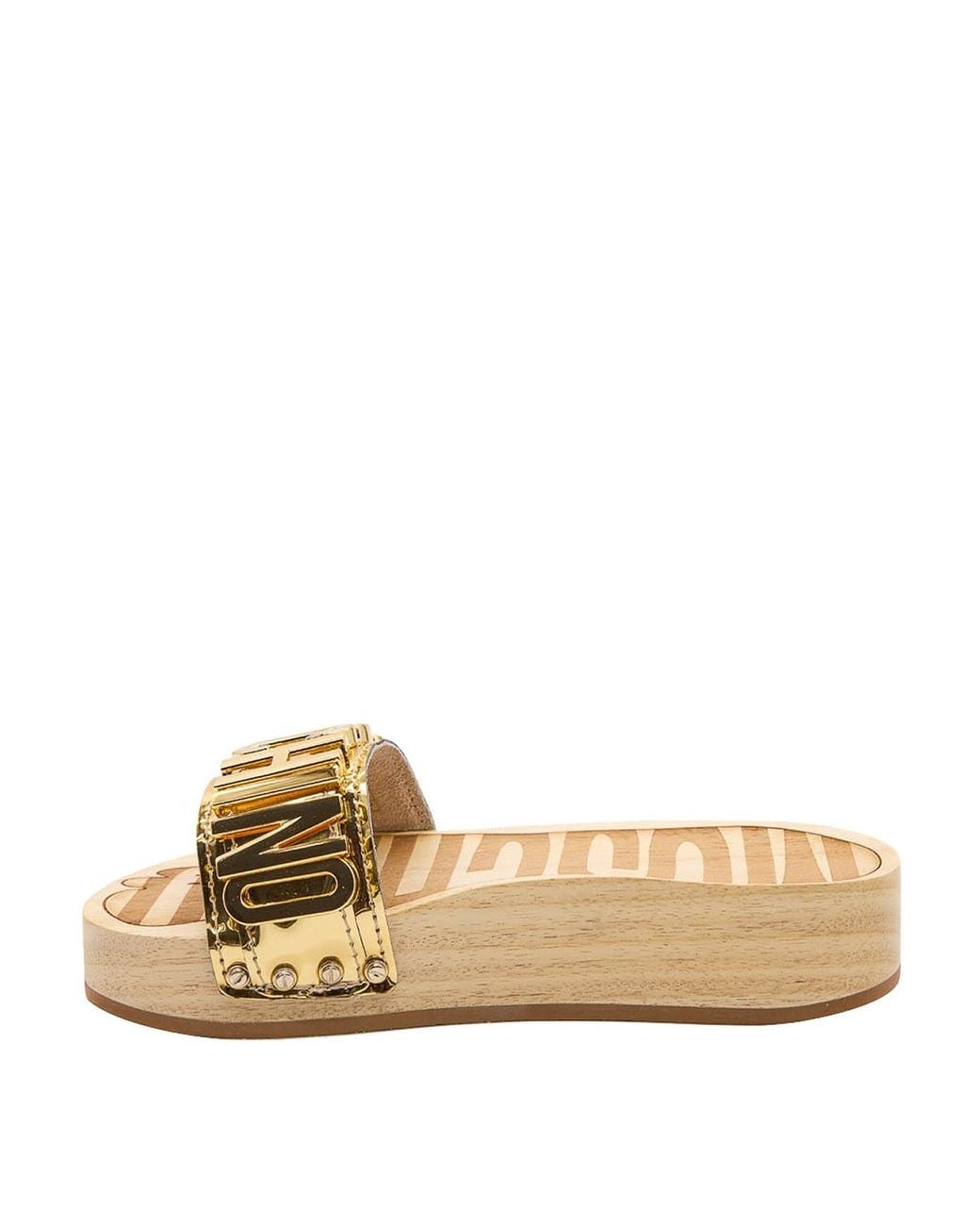 Moschino Natural Metallic Logo Clog