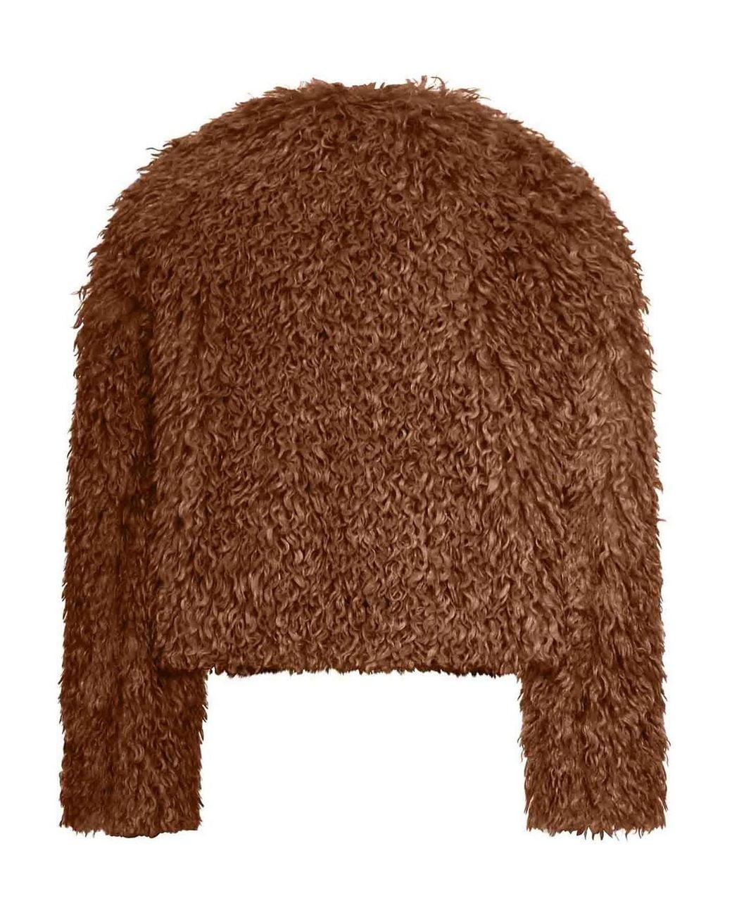 Tagliatore Brown Faux-Fur Long-Sleeve Jacket