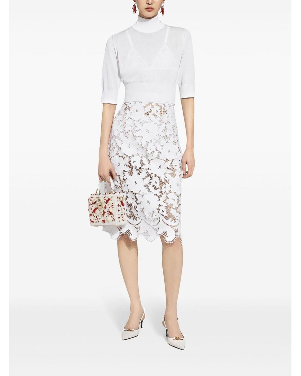 Dolce & Gabbana White Viscose Blend Turtleneck Sweater