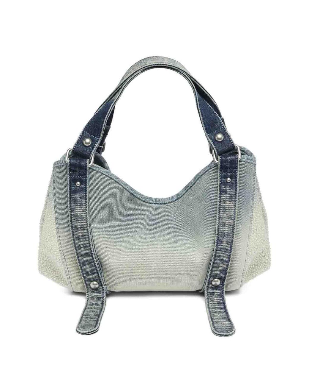 DIESEL Blue Faded Denim Bag With Pleated Design