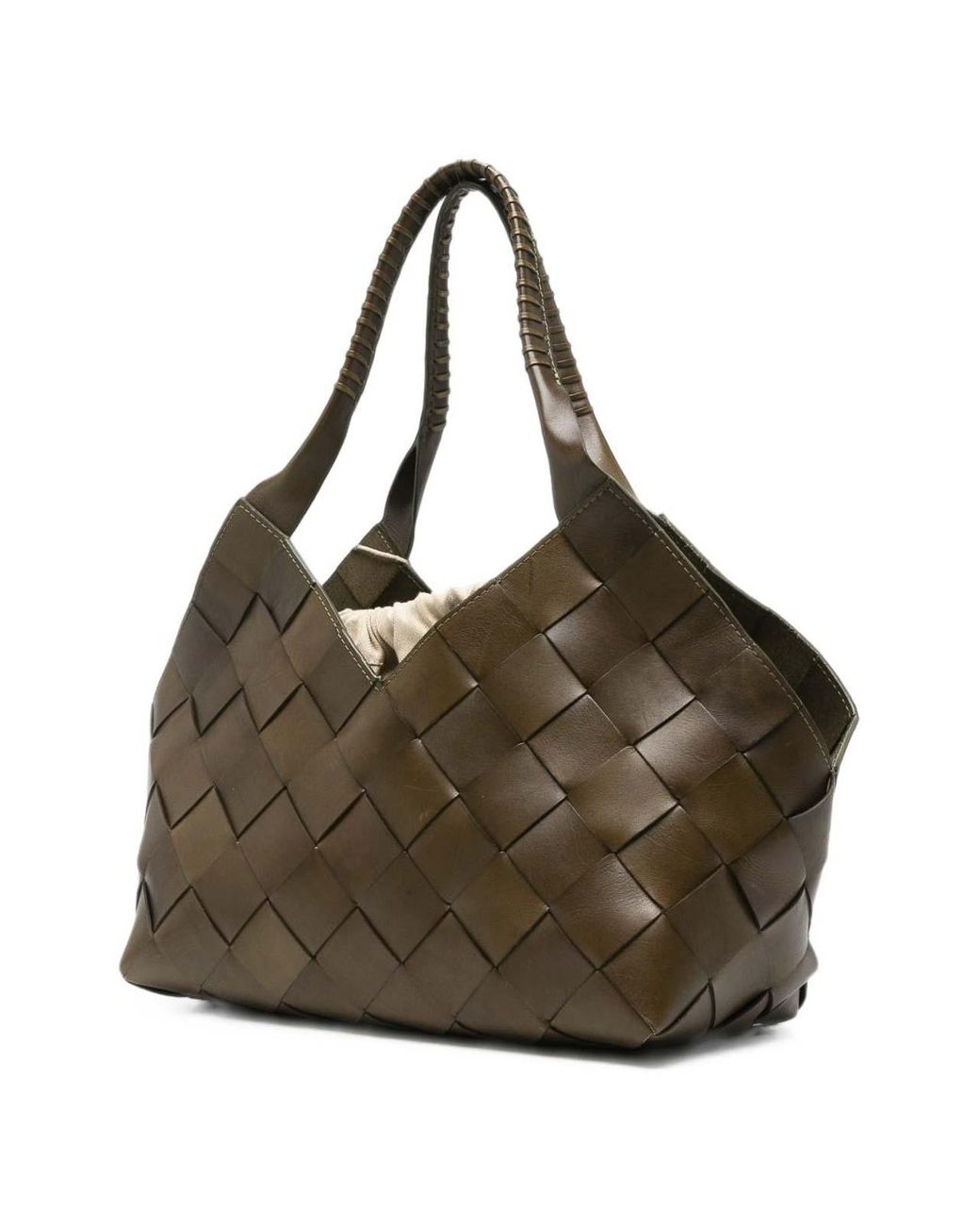 Dragon Diffusion Brown Khaki Castello Woven Leather Bag