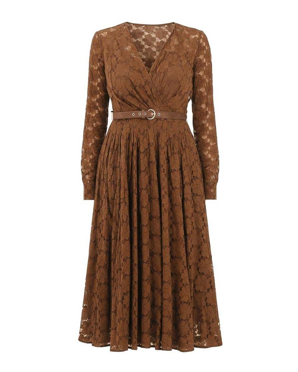 Max Mara Brown Chocolate Floral Lace Midi Dress