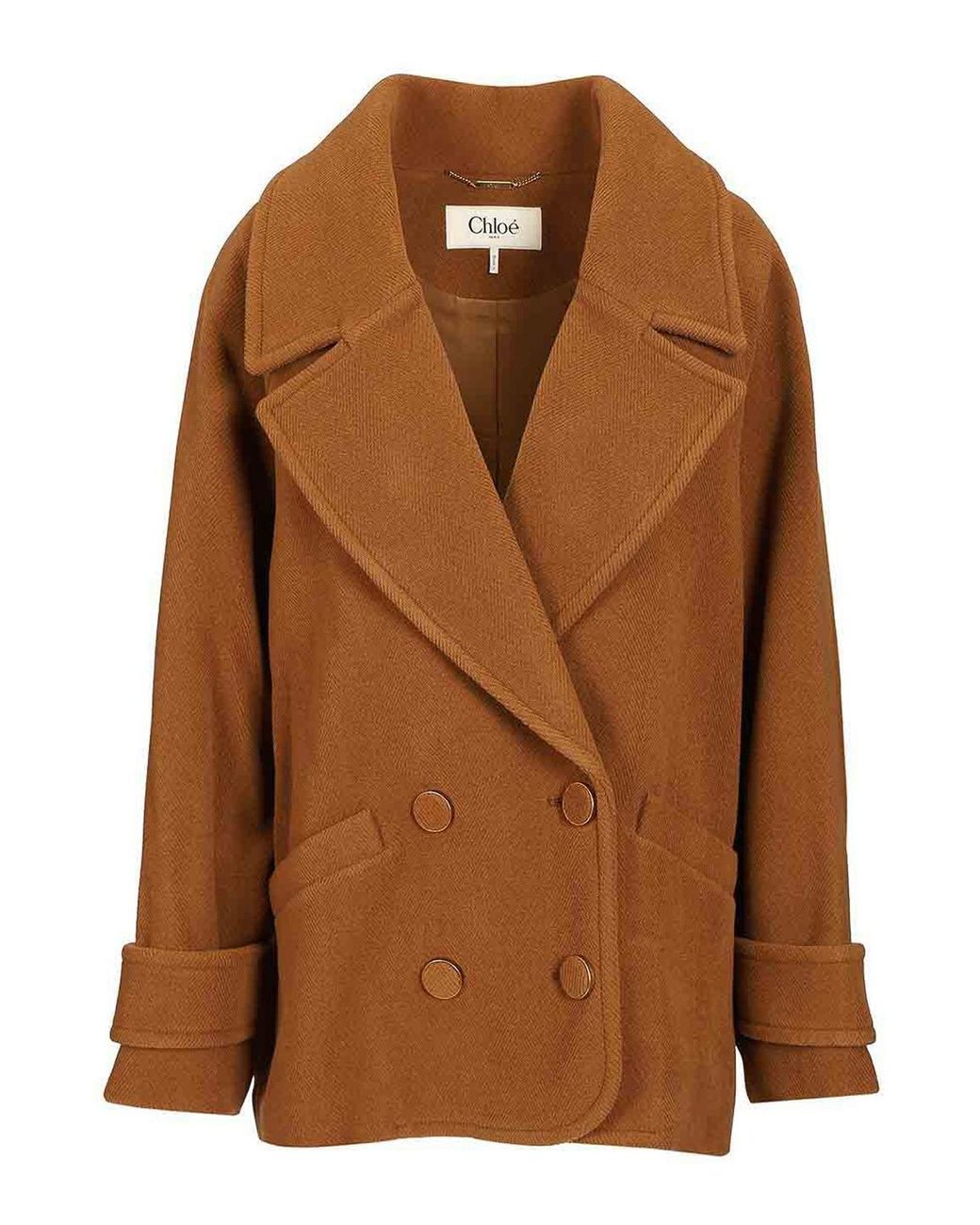 Chloé Brown Short Double-Breasted Wool Coat