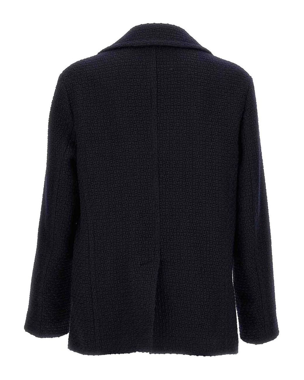 Etro Blue Peacoat Coat for men