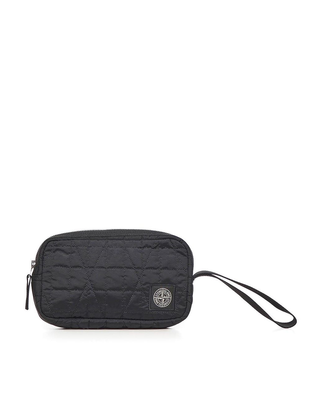 Stone Island Black Metallic Nylon Clutch With Logo for men