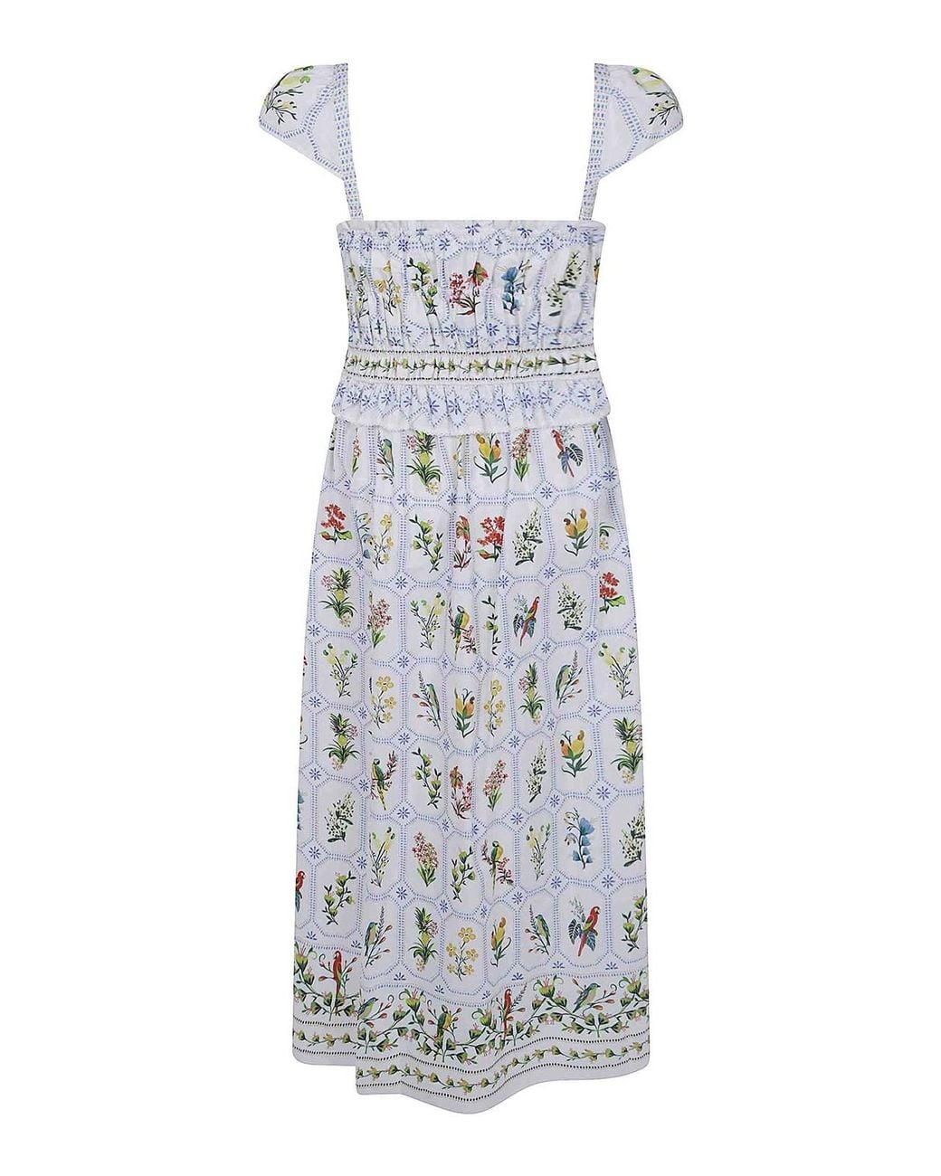 Farm Rio White Tropical Porcelain Off- Maxi Dress