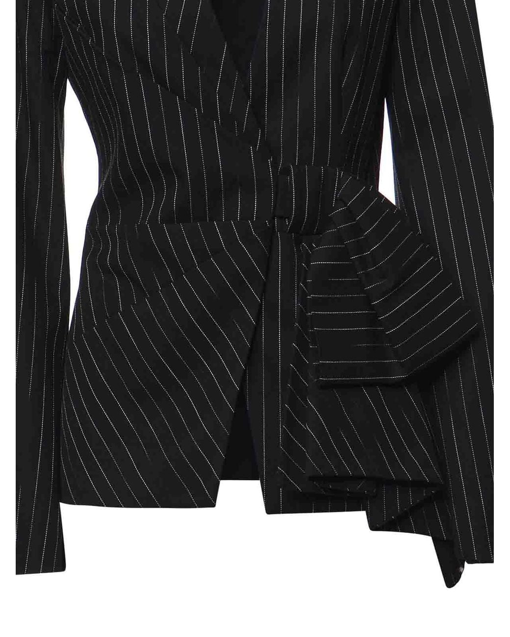 Genny Black Pinstriped Jacket With Bow