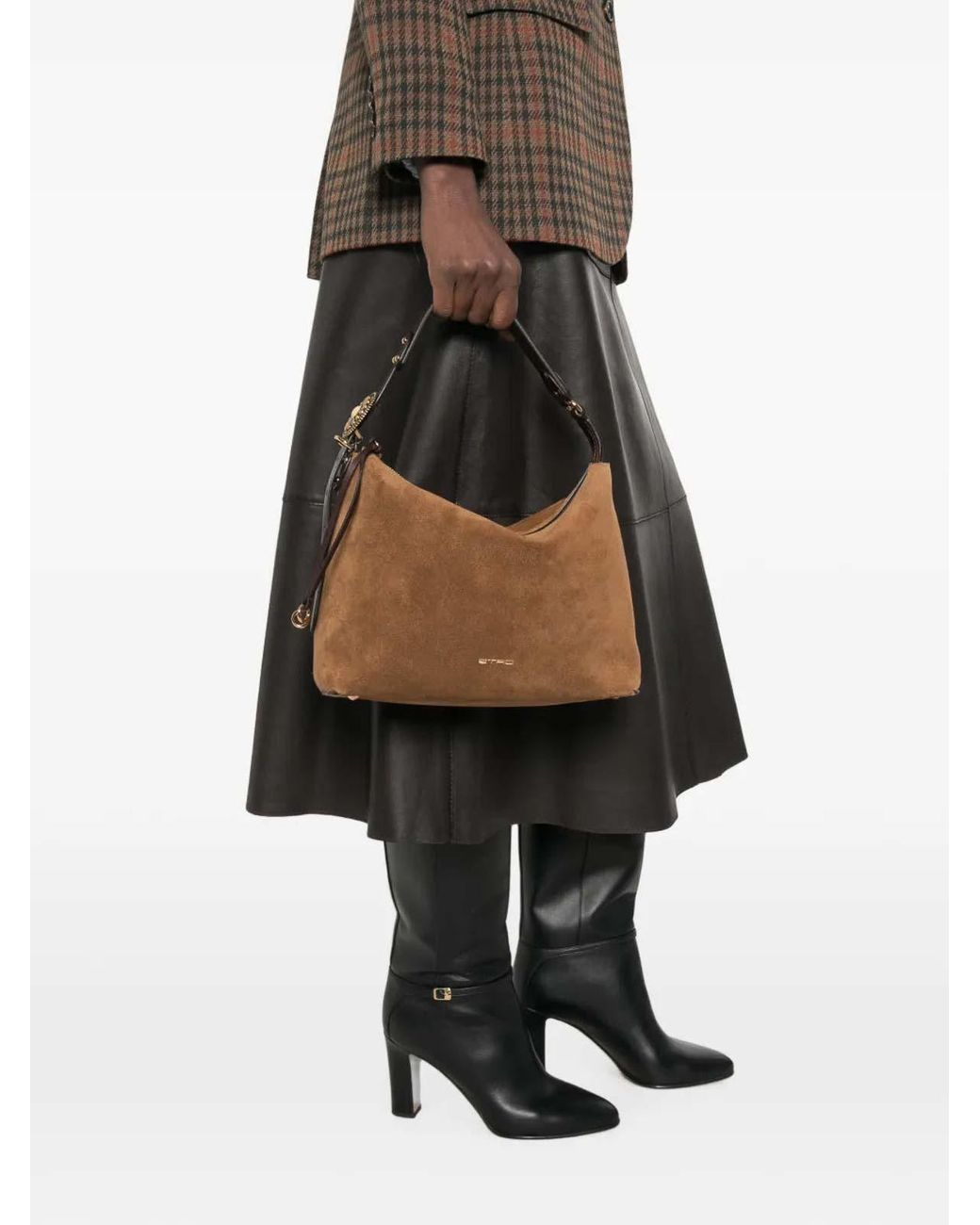 Etro Brown Medium Suede Hobo Bag