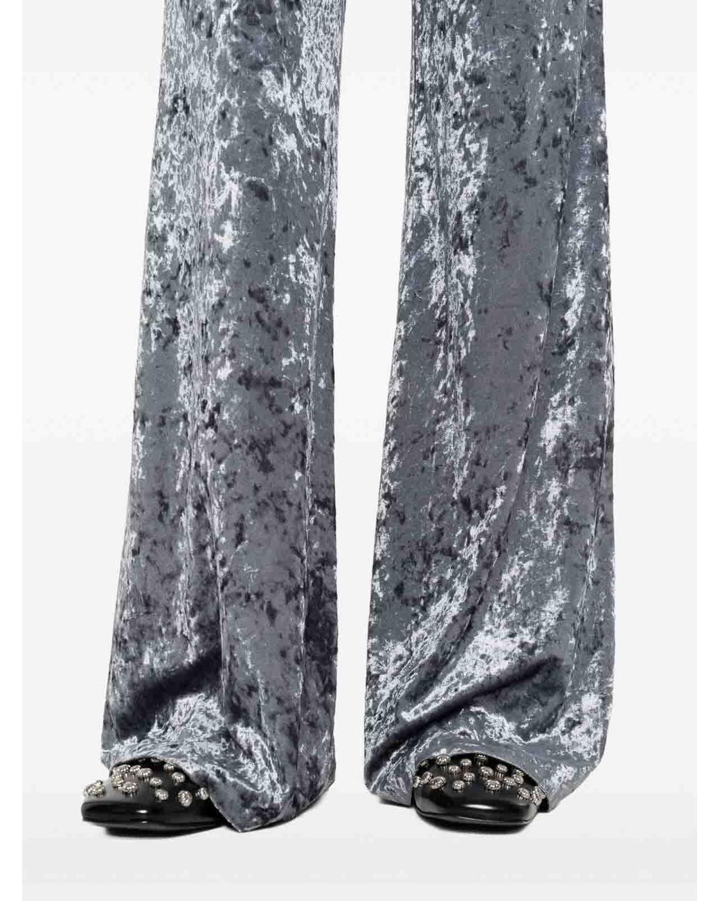 Forte_forte Gray Velvet High-Waisted Trousers