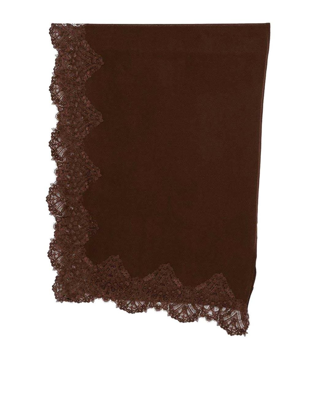 Ermanno Scervino Brown Cashmere Scarf With Lace Details