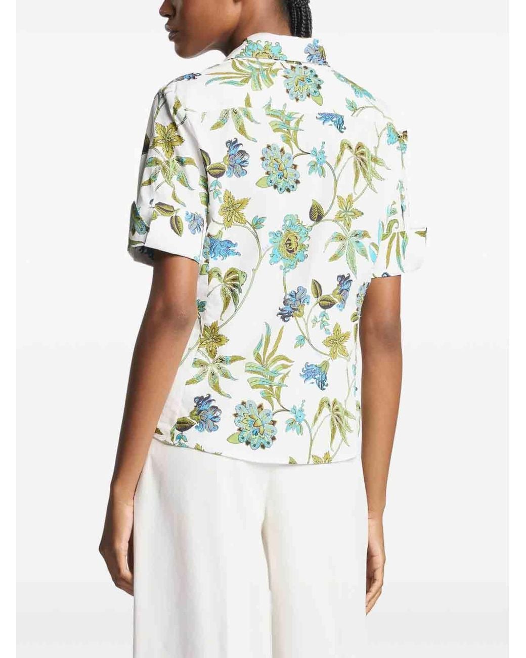 Fay Green Regular-Fit Floral Print Shirt