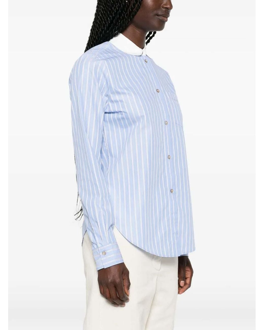 Forte_forte Blue Oxford Club Collar Shirt