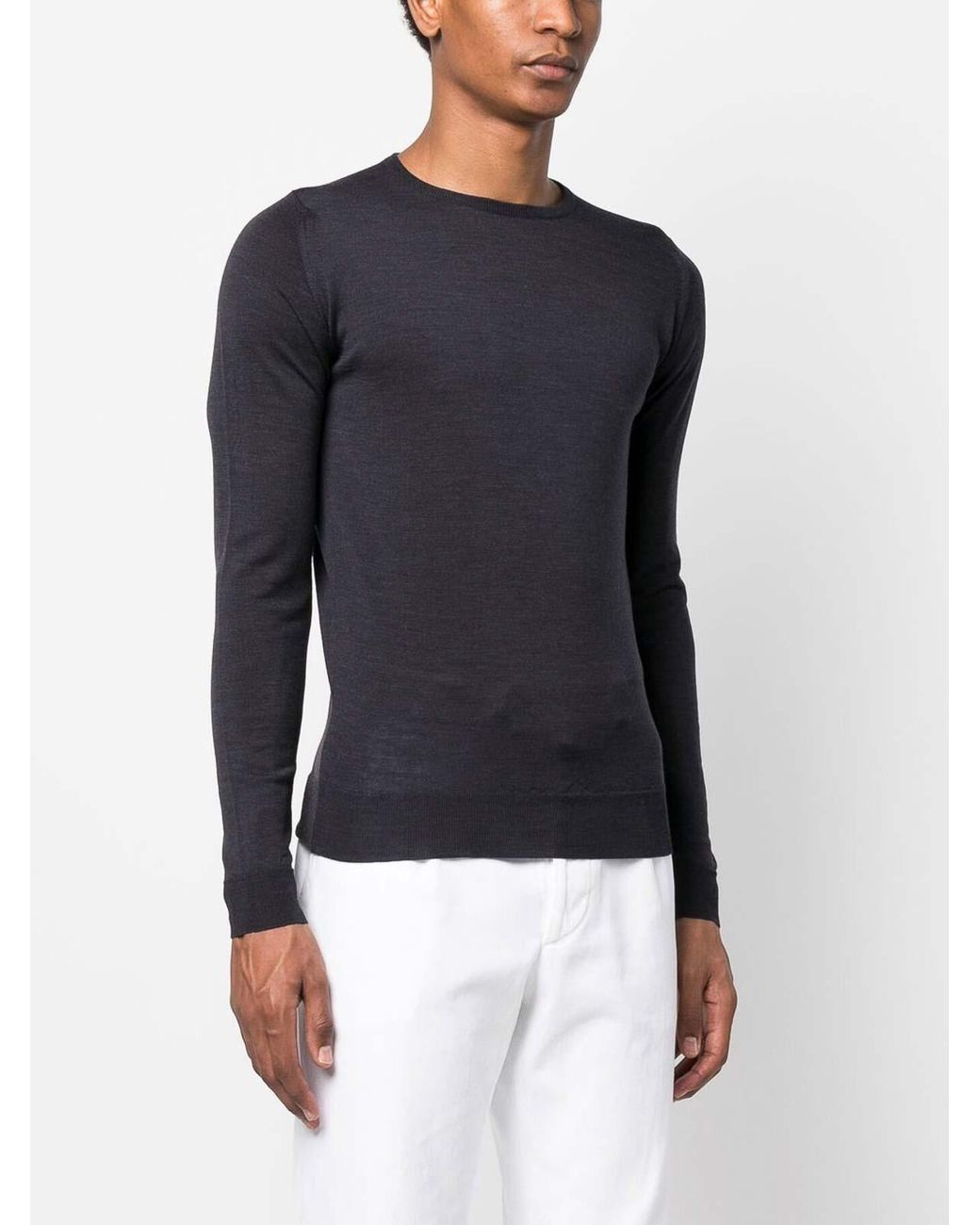 John Smedley Blue Lundy Crew-Neck Knit Sweater for men