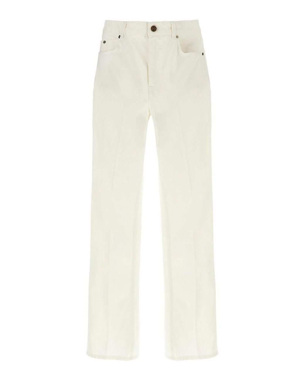 Balmain White Embroidery Jeans
